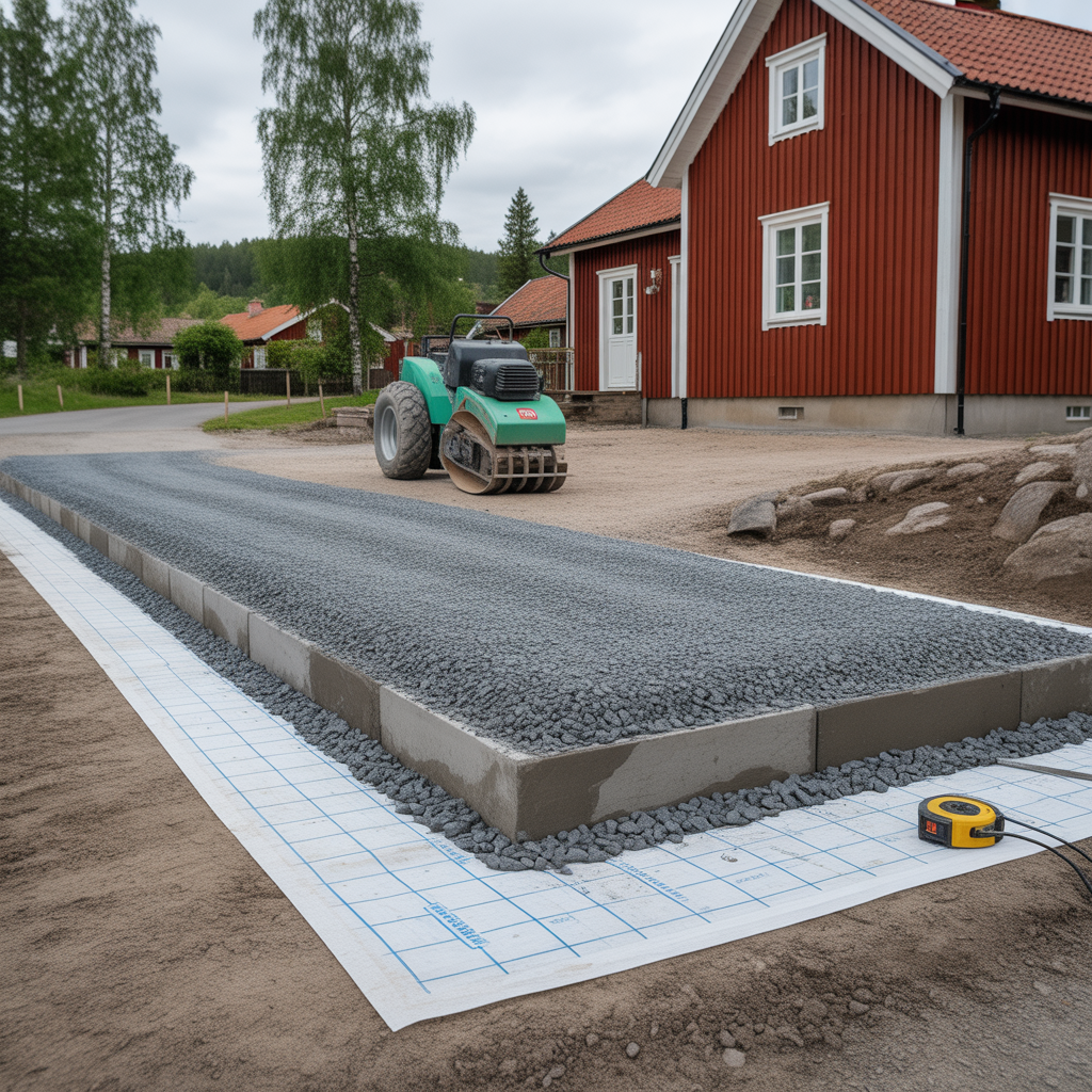 barlager till uppfart dimensioner material och kostnad