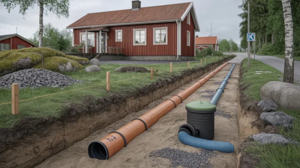 anslutning av vatten och avlopp p tomten frostfritt djup sj lvfall r rdimension och kommunens tillst nd