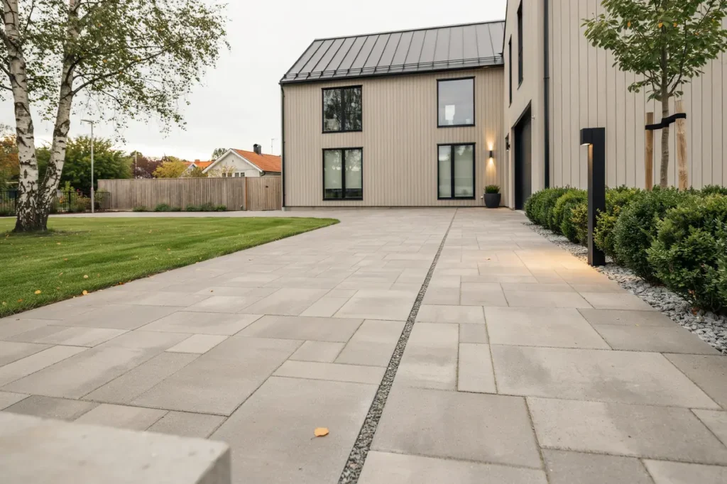 justering och nyanl ggning av uppfart vid villa i glumsl v