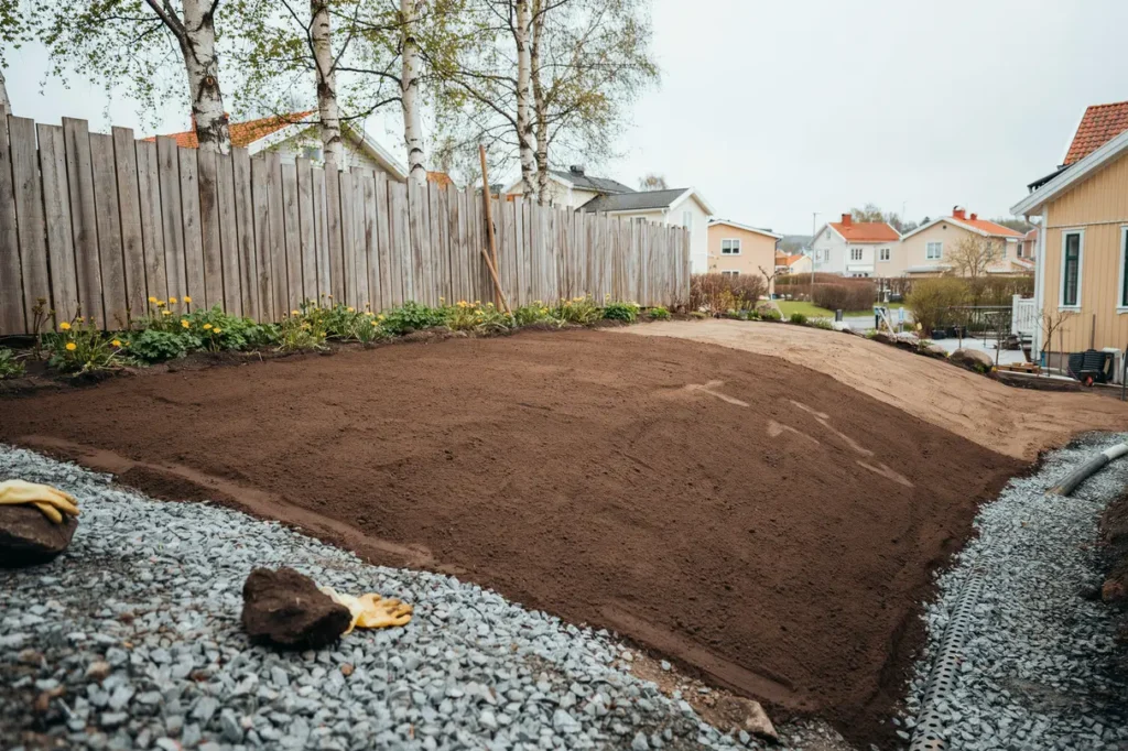 schakta tomt f r ny gr smatta r tt underarbete f r j mn yta dr nering och h llbart resultat